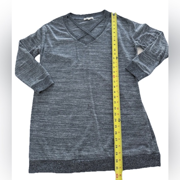 Inspired Hearts Knit Dress Women’s L Heather Gray Long Sleeve Tunic Cross Neck - Picture 6 of 7